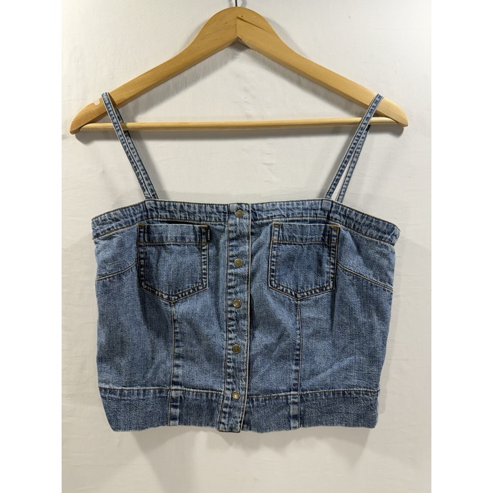 Vtg Lauren Jeans Co Ralph Lauren Denim Corset Crop Top Petite 4P Snap Front Y2K